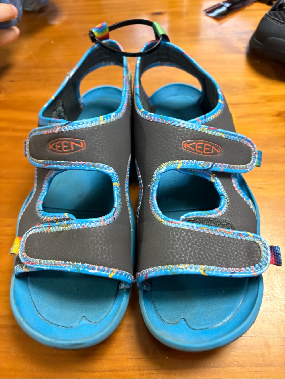 Keen Kids Black and Blue Adjustable Sandals with Colorful Trim